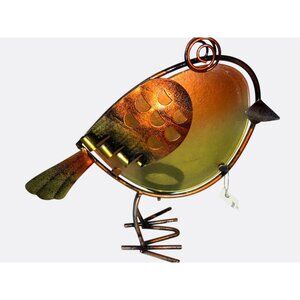 Stained Glass Robin Bird Tea Light  Holderv